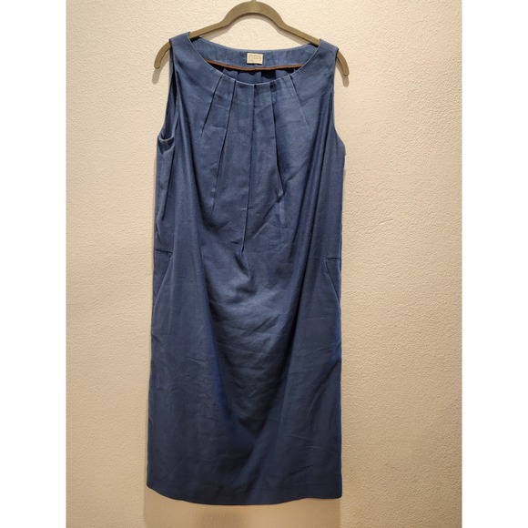 Agnona Dresses & Skirts - Agnona Italy Blue Linen Cotton Sleeveless Sheath Dress Size 40 Luxury‎